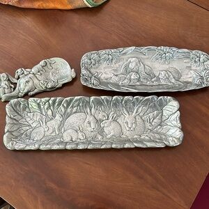Three Vintage Arthur Court Bunny Platters